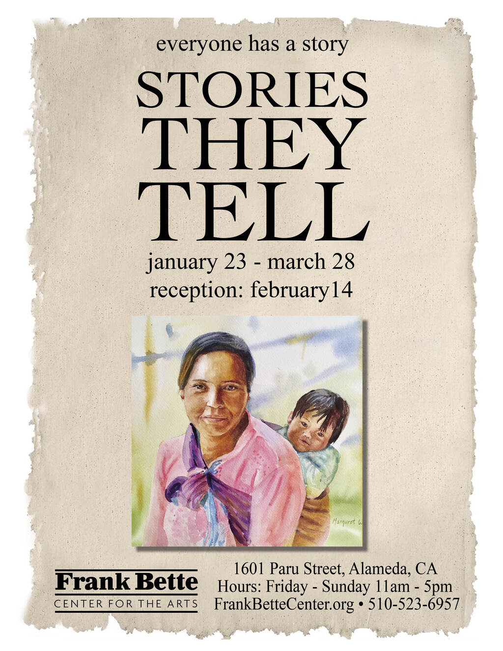 Frank Bette Frank Bette Center for the Arts  Alameda  Art Exhibition  Stories They Tell  promotion flier on Digifli com
