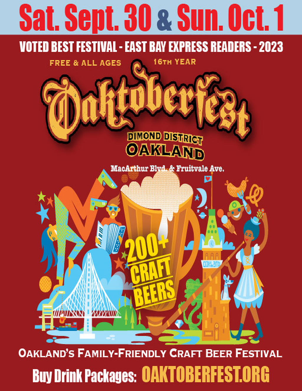 16th Year of Oaklands Family-Friendly Craft Beer Festival: OAKTOBERFEST promotion flier on Digifli.com