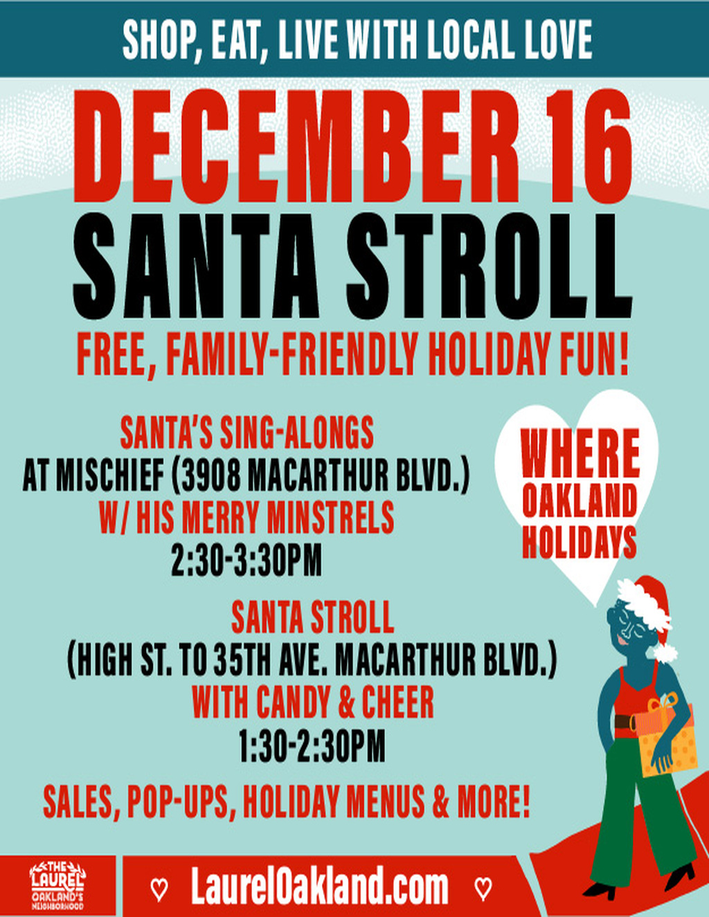  Holiday Fun Abounds at the Santa Stroll in Oakland  promotion flier on Digifli com