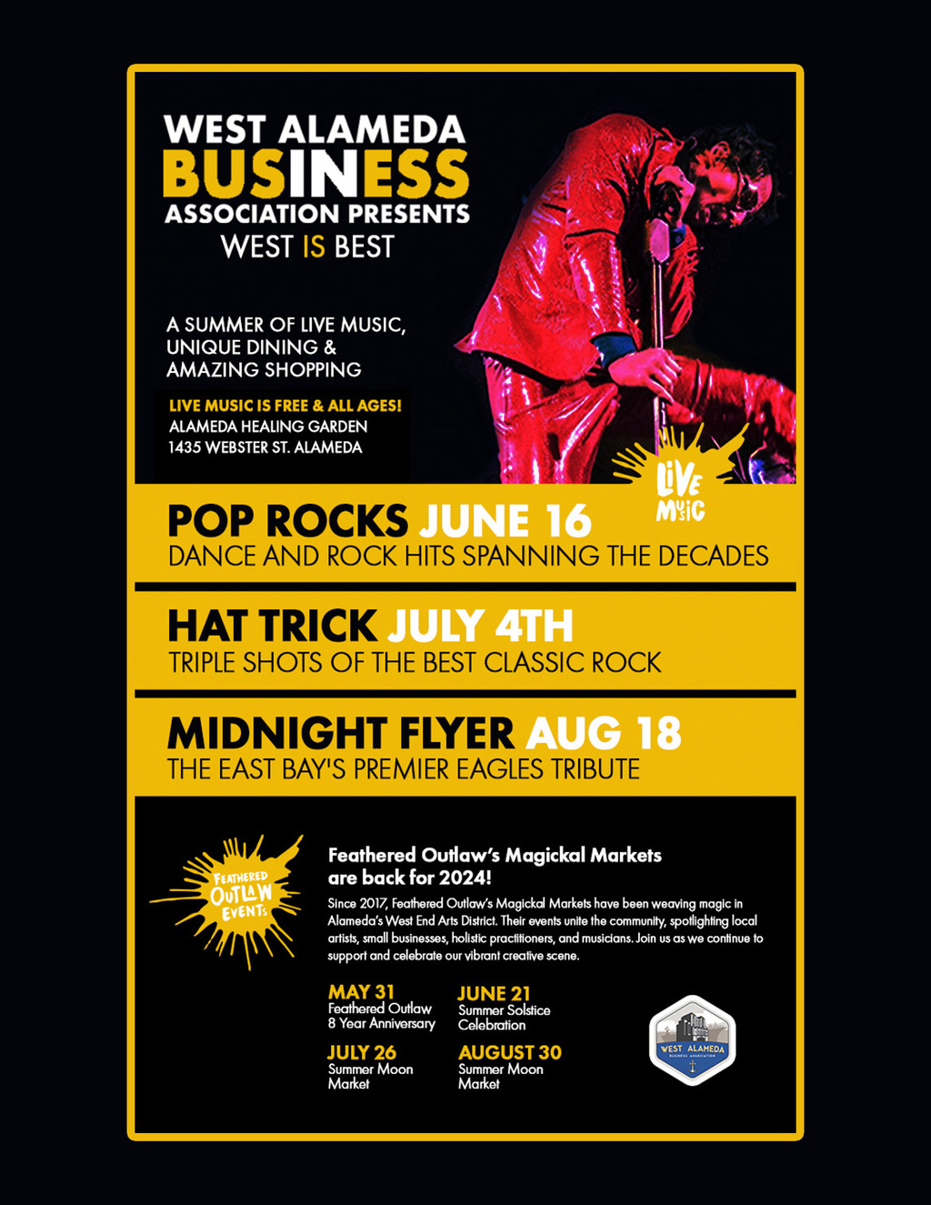 West Alameda Business Association WEST ALAMEDA BUSINESS ASSOCIATION PRESENTS WEST IS BEST  A SUMMER OF LIVE MUSIC  UNIQUE DINING   AMAZING SHOPPING promotion flier on Digifli com