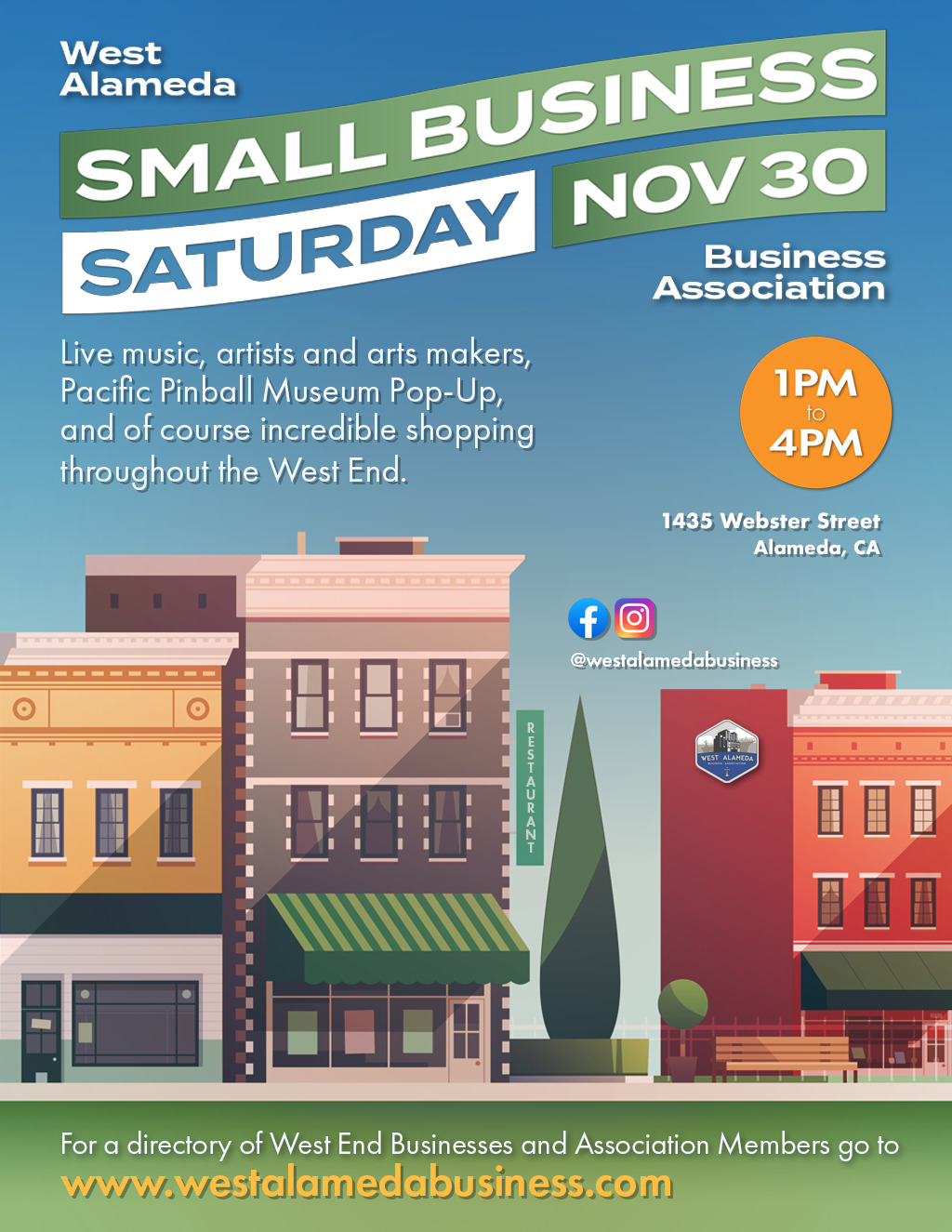 West Alameda Business Association Shop Till You Drop  Small Business Saturday at 1509 Webster St  Alameda  promotion flier on Digifli com