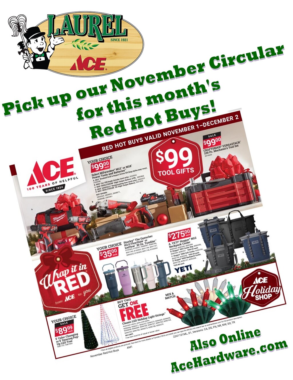 Laurel Ace Hardware Hot Deals Ahead  Get in On the November Savings at Laurel Ace Hardware  Oakland  promotion flier on Digifli com