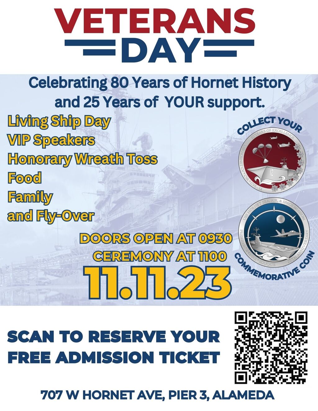 USS Hornet   Sea  Air and Space Museum Celebrating 80 Years Of Hornet History  amp  25 Years Of YOUR Support promotion flier on Digifli com