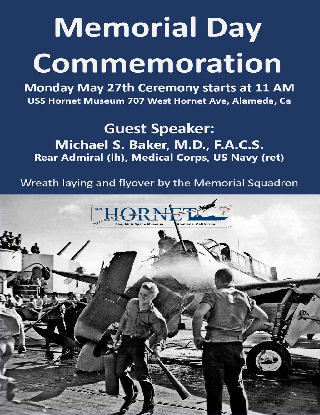 USS Hornet   Sea  Air and Space Museum Remembering Those Who Gave Their Lives  Memorial Day Commemoration at USS Hornet Museum promotion flier on Digifli com