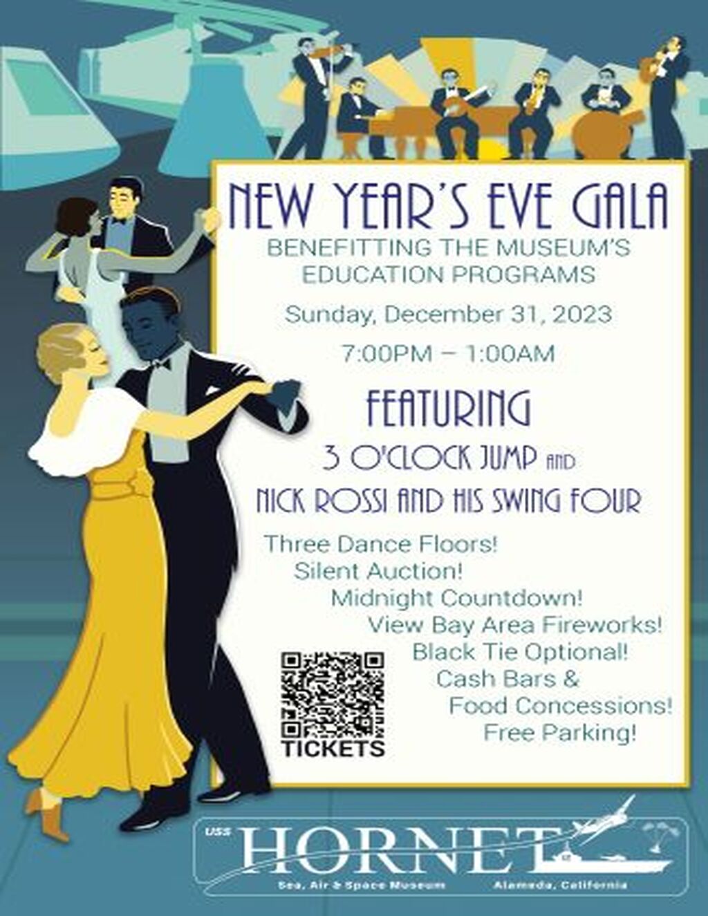 USS Hornet   Sea  Air and Space Museum Ring In the New Year with USS Hornet s New Year s Eve Gala  promotion flier on Digifli com