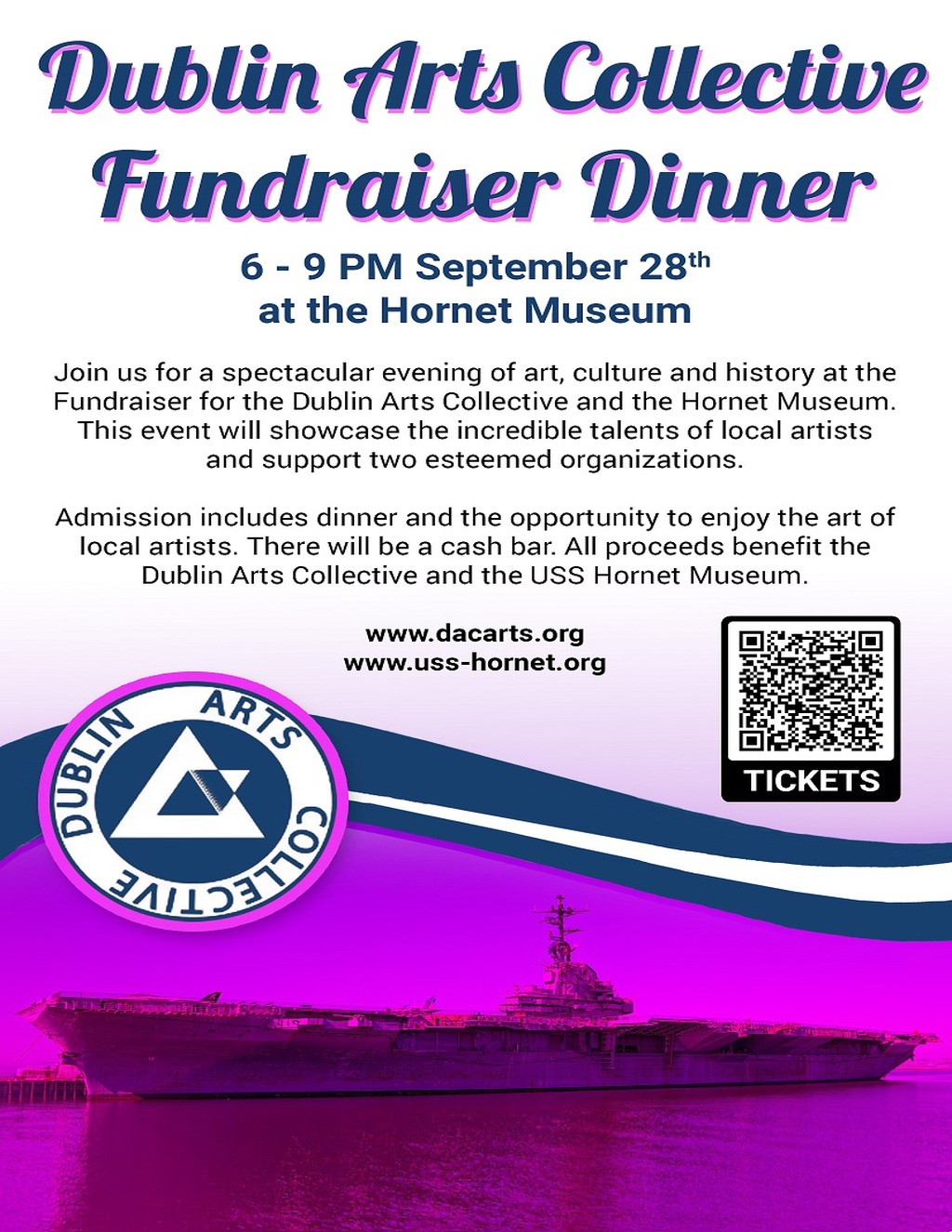 USS Hornet   Sea  Air and Space Museum Dublin Arts Collective Fundraiser Dinner  A Night to Remember promotion flier on Digifli com