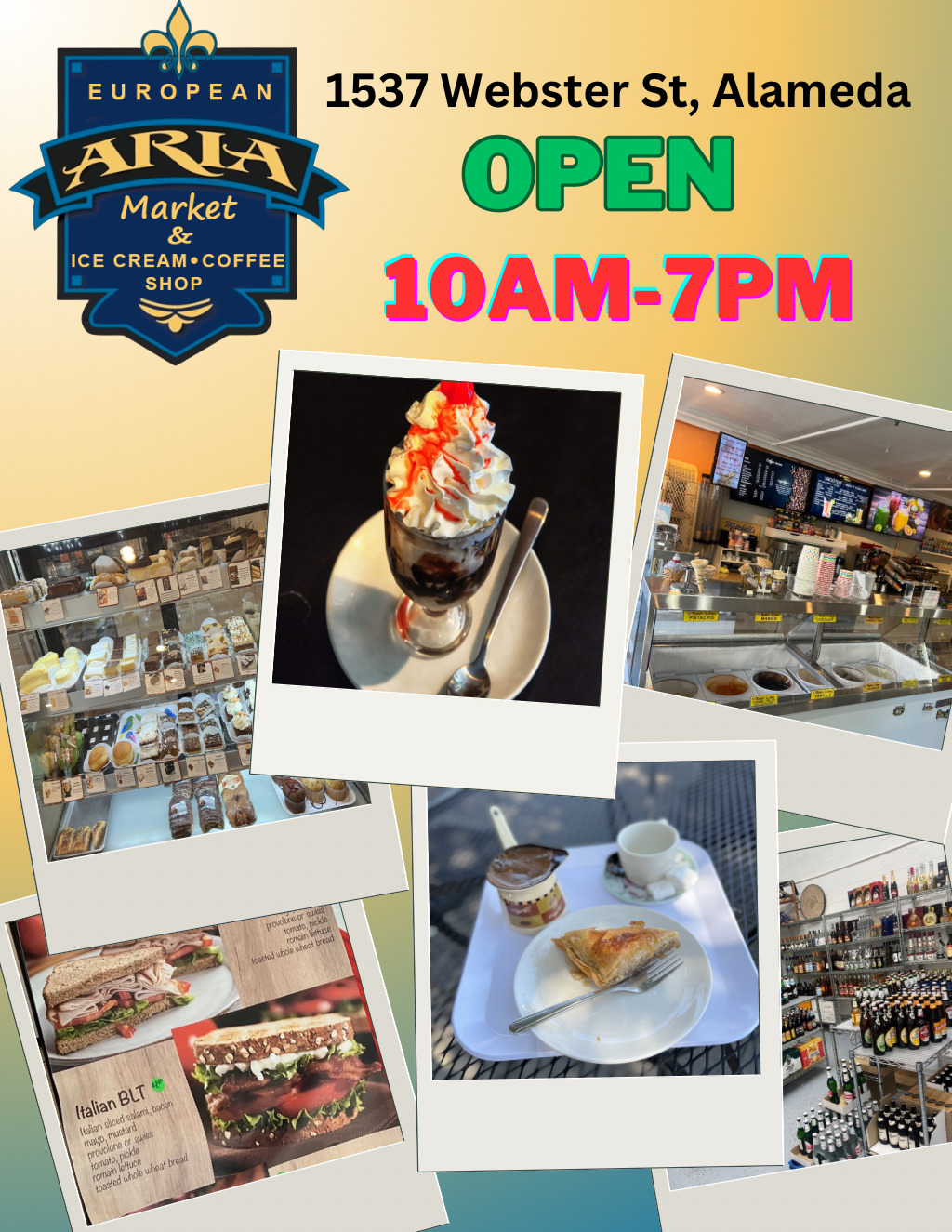 Digifli Community Bulletin Boards Discover the Sweet Escape  Aria Market   Ice Cream Coffeeshop in Alameda  promotion flier on Digifli com