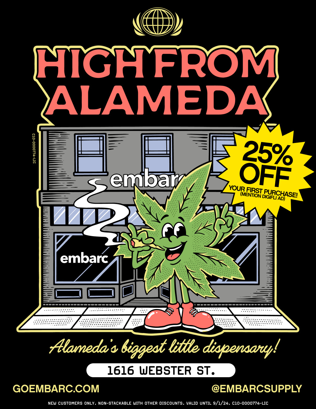 Embarc Alameda Cannabis Dispensary Get  strong HIGH  strong  from  strong Alameda s biggest little dispensary   strong  promotion flier on Digifli com