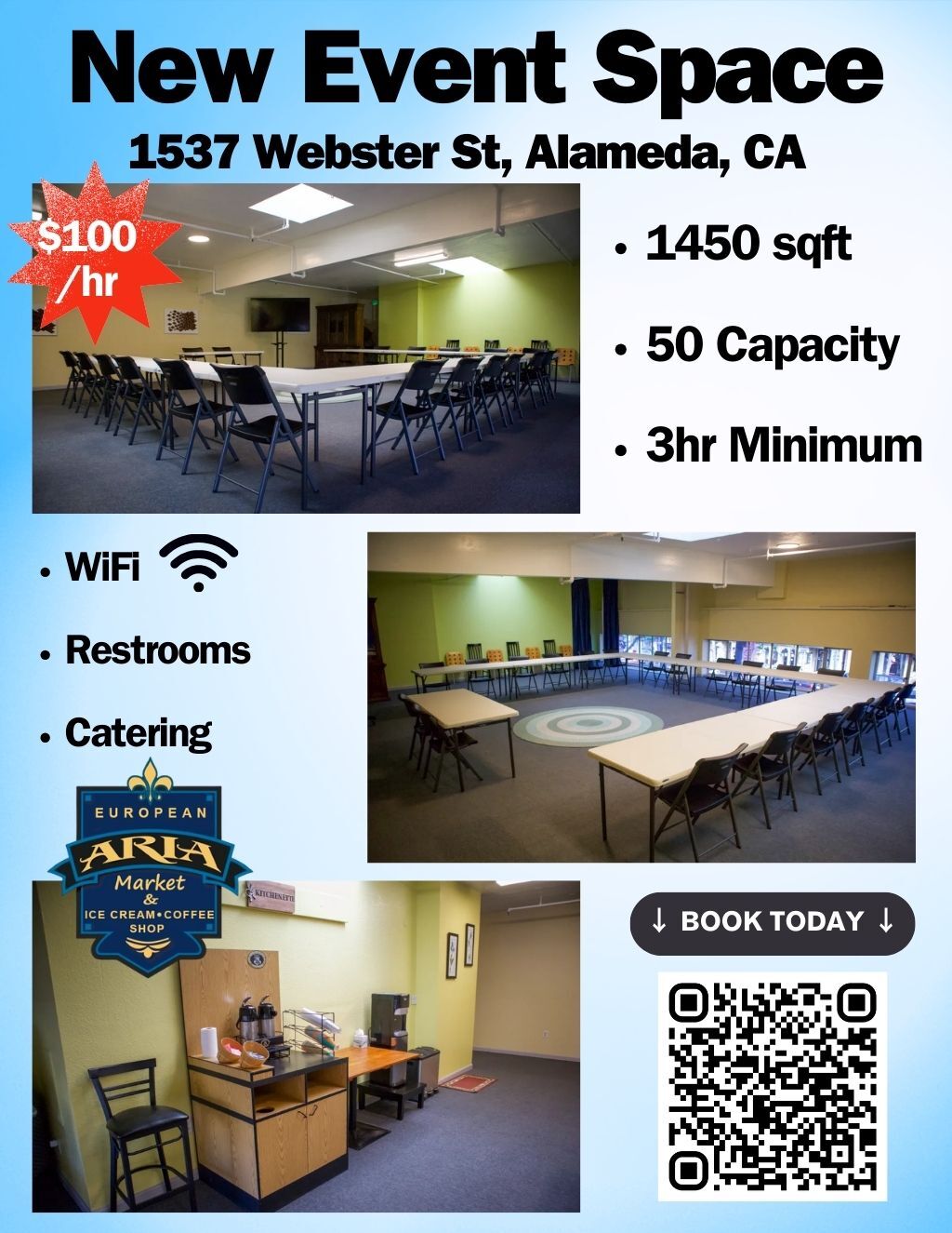 Aria Supermarket New Event Space at 1537 Webster St in Alameda  CA promotion flier on Digifli com