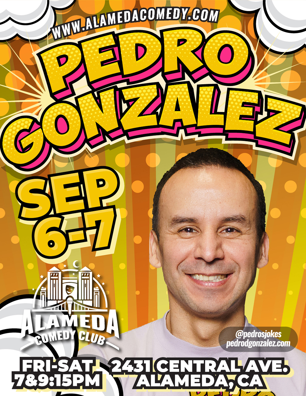 Alameda Comedy Club Laugh Until You Drop  Pedro Gonzalez at Alameda Comedy Club  Alameda  promotion flier on Digifli com