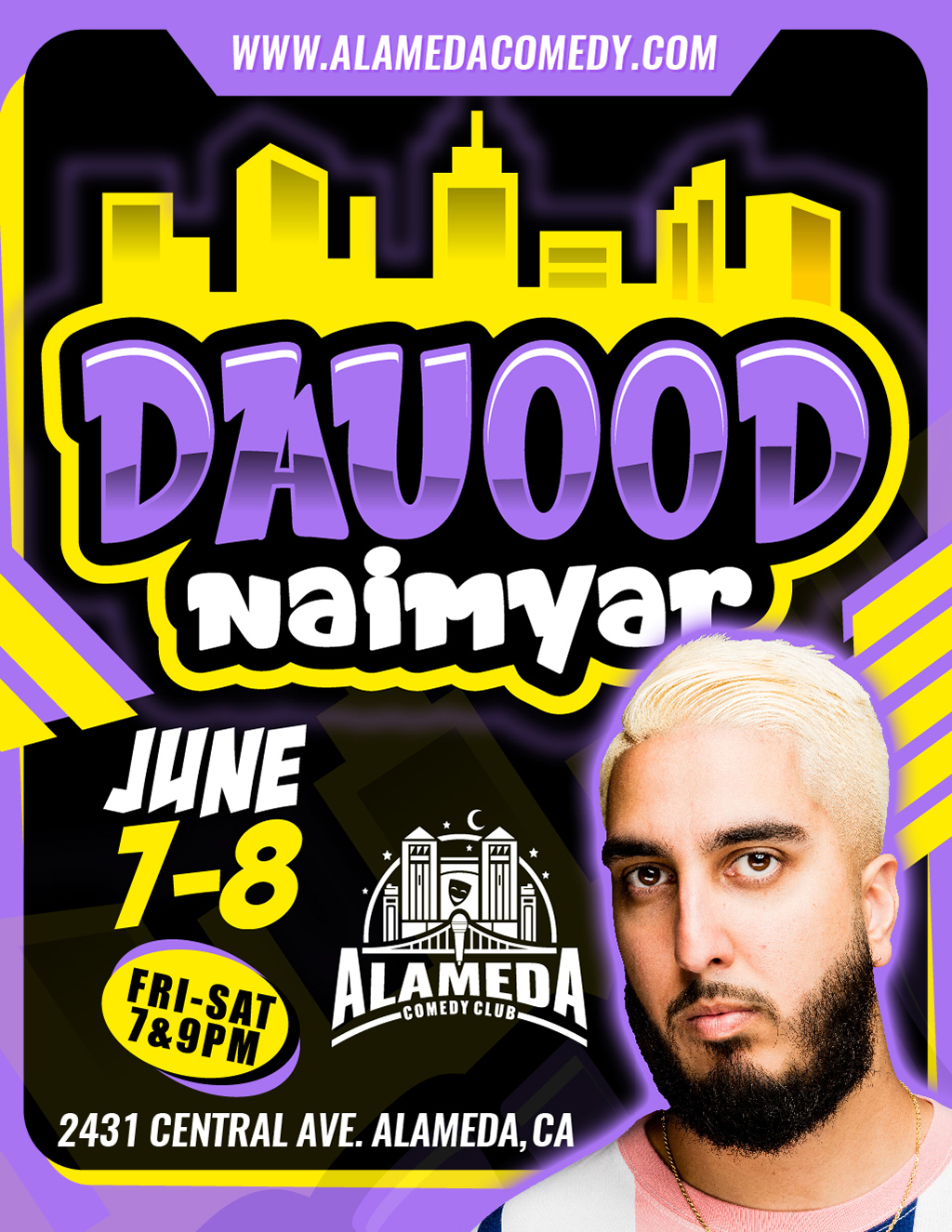 Alameda Comedy Club Get Ready to Laugh with Daood Naimyar at Alameda Comedy Club  promotion flier on Digifli com