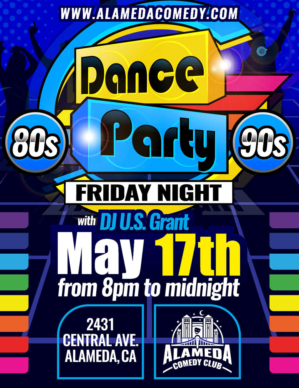 Alameda Comedy Club Join Us for an 80s and 90s Dance Party at Alameda Comedy Club  promotion flier on Digifli com