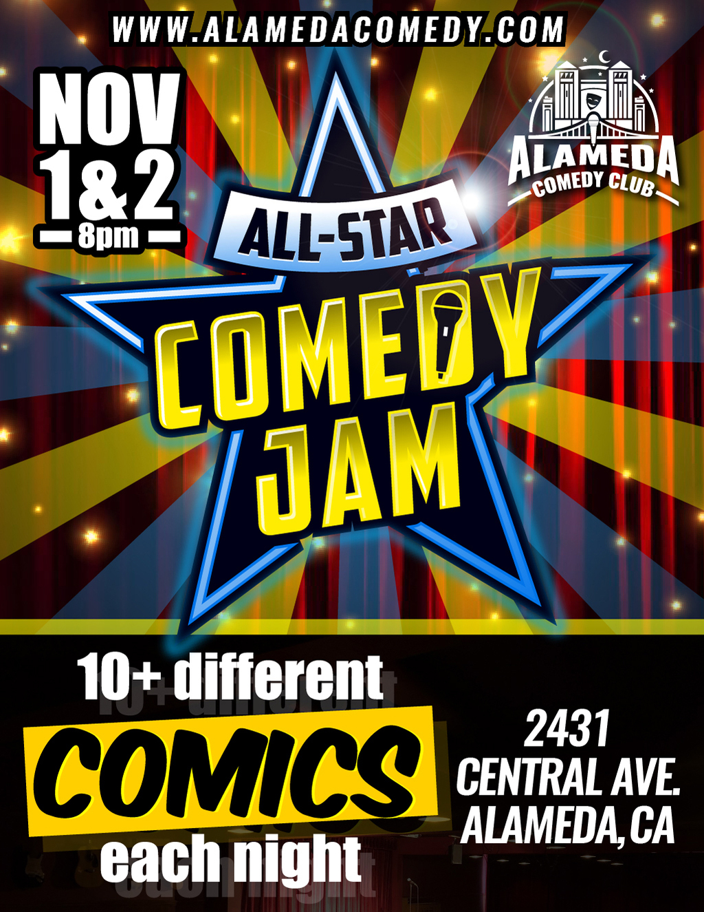 Alameda Comedy Club Get Ready to LOL  The All Star Comedy Jam at Alameda Comedy Club promotion flier on Digifli com