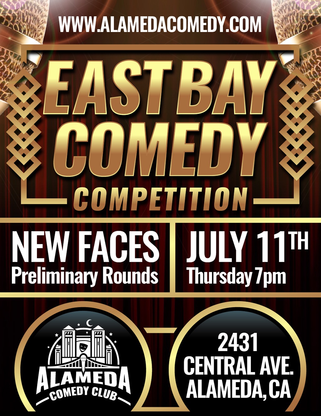 Alameda Comedy Club Get Ready to Laugh Out Loud at the East Bay Comedy Competition  promotion flier on Digifli com