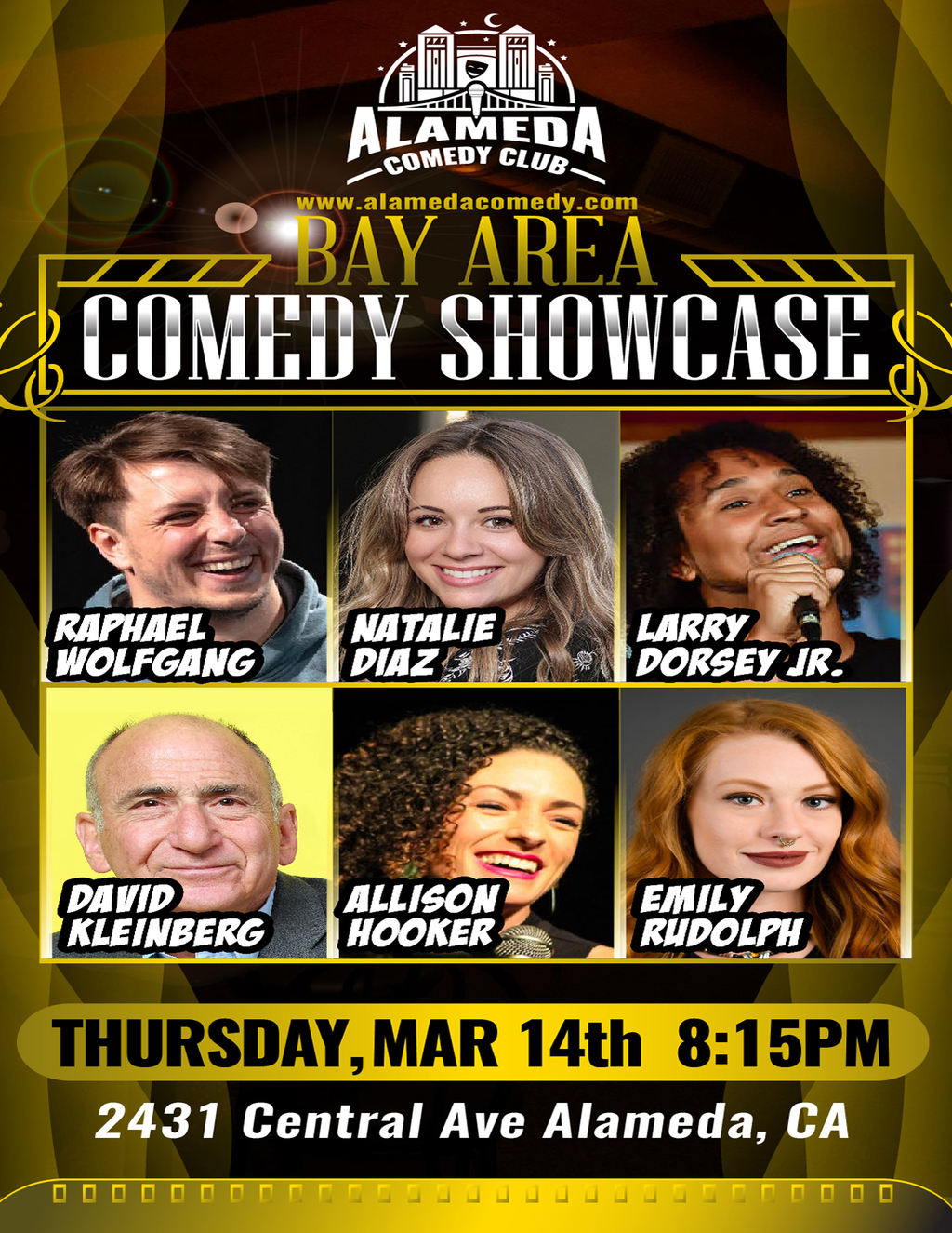 Alameda Comedy Club Upcoming Bay Area Comedy Showcase at Alameda Comedy Club promotion flier on Digifli com