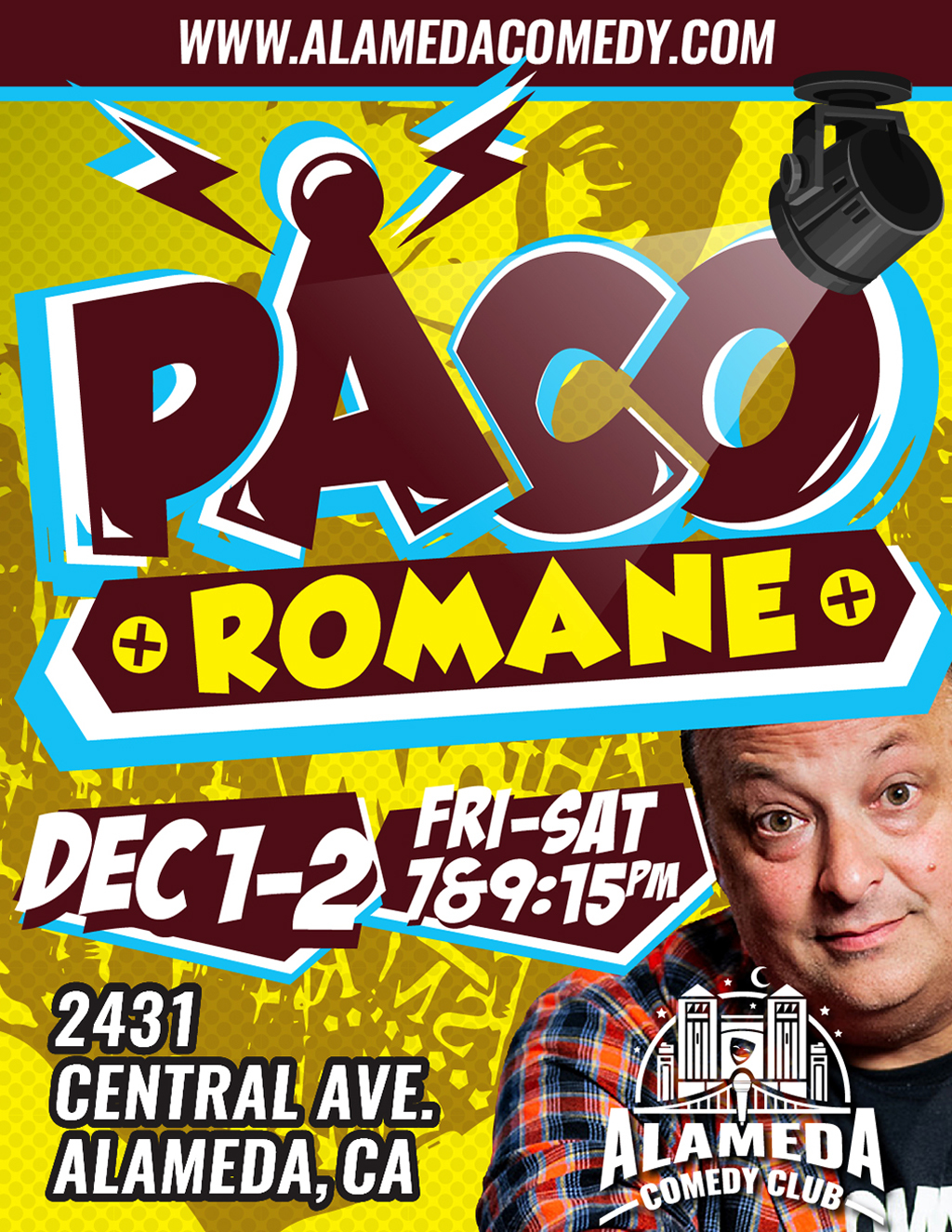 Alameda Comedy Club Romane to Perform at Alameda Comedy Club promotion flier on Digifli com