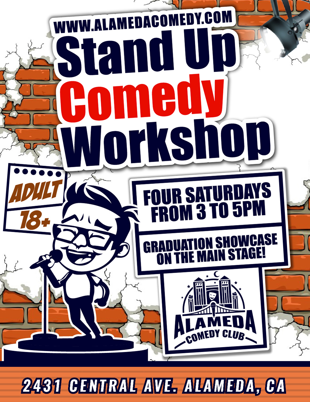 Alameda Comedy Club Laugh Your Way to Stardom  Stand Up Comedy Workshop at Alameda Comedy Club  Alameda  promotion flier on Digifli com