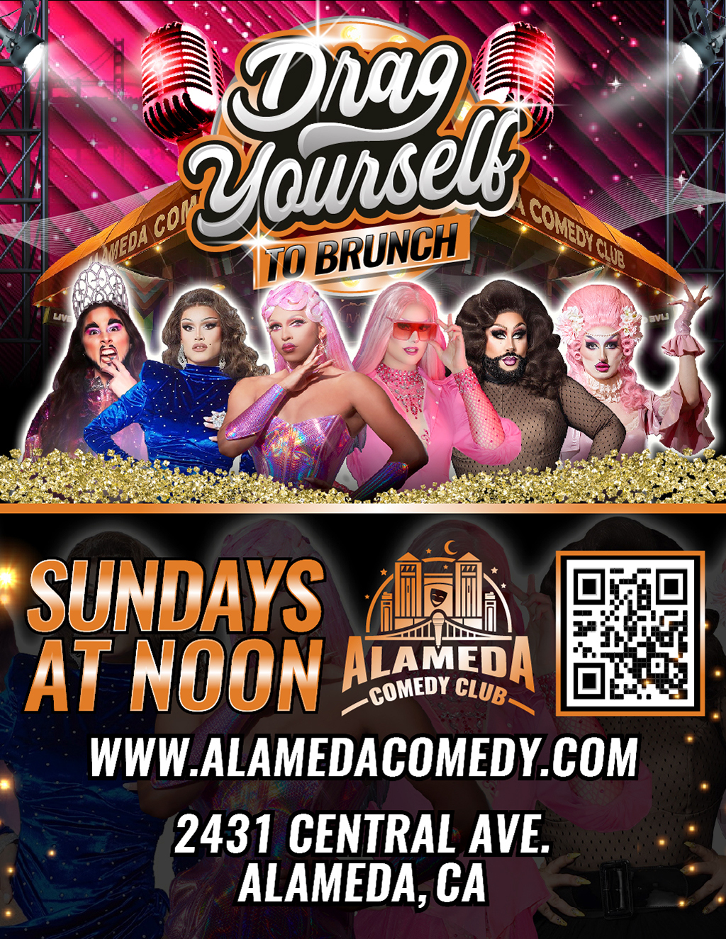 Alameda Comedy Club Drag Yourself to Brunch at Alameda Comedy Club  promotion flier on Digifli com