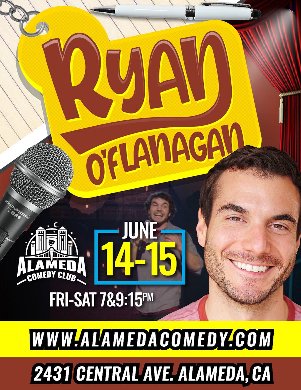 Alameda Comedy Club Get Ready to Laugh  Ryan O Flanagan Live at Alameda Comedy Club  promotion flier on Digifli com