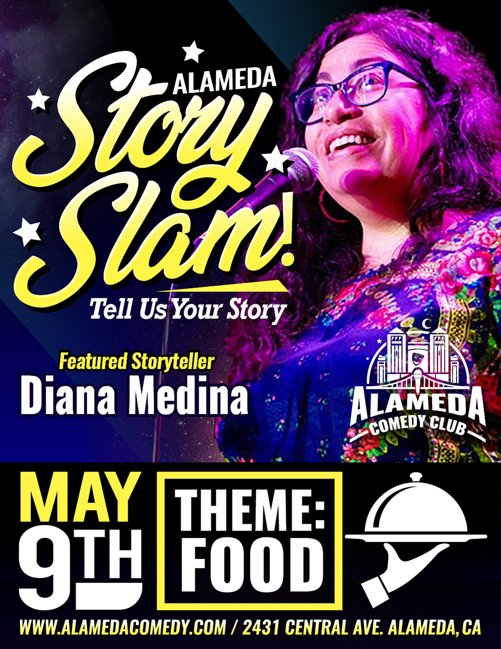 Alameda Comedy Club Tell Us Your Story at Alameda Comedy Club promotion flier on Digifli com