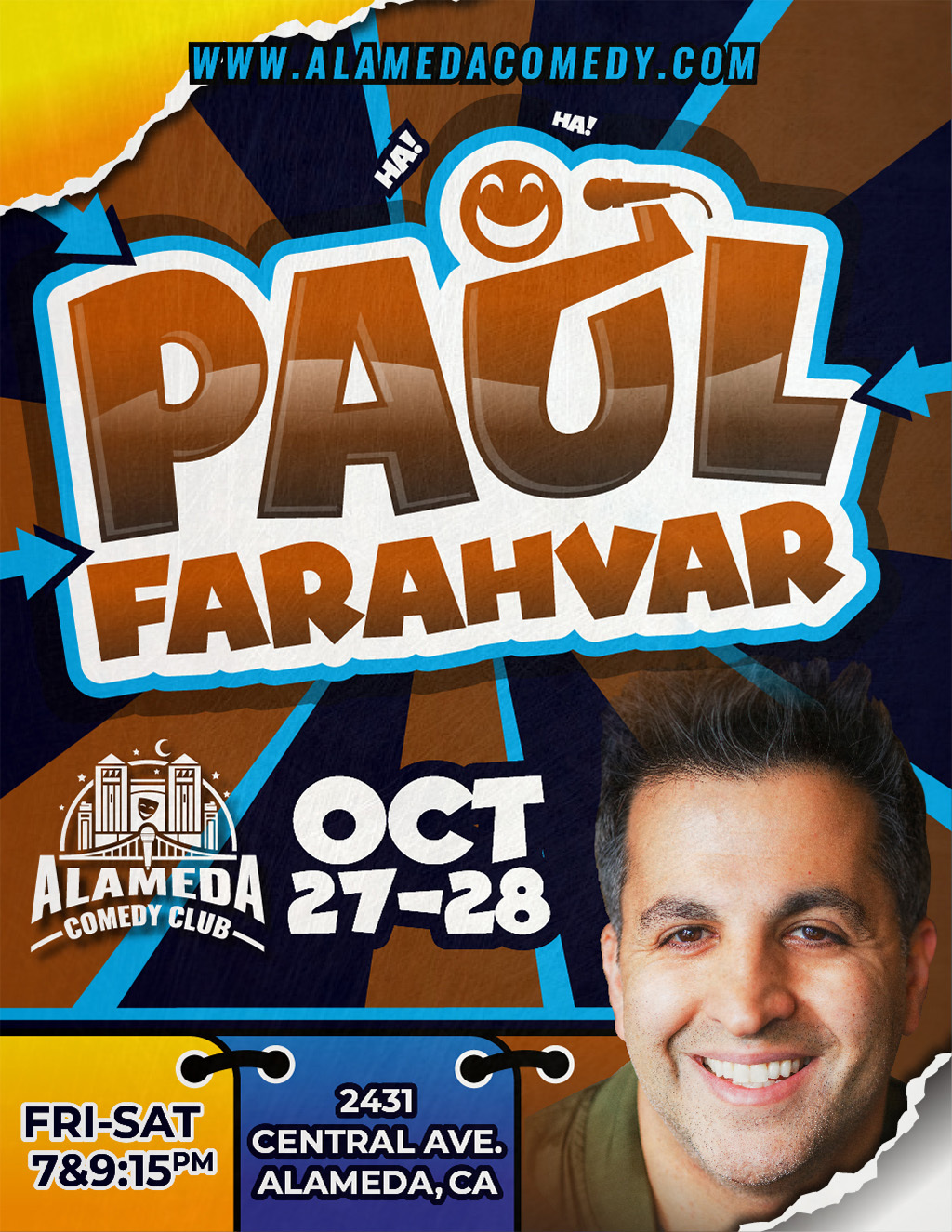 Alameda Comedy Club A Night of Laughter with Paul Farahvar at Alameda Comedy Club  promotion flier on Digifli com