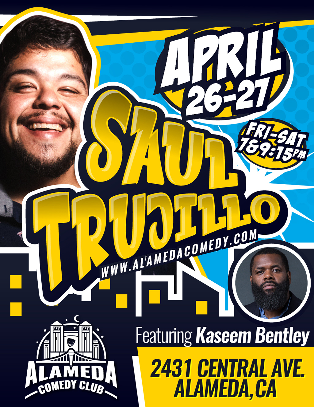 Alameda Comedy Club APRIL Featuring Kaseem Bentley at Alameda Comedy Club promotion flier on Digifli com