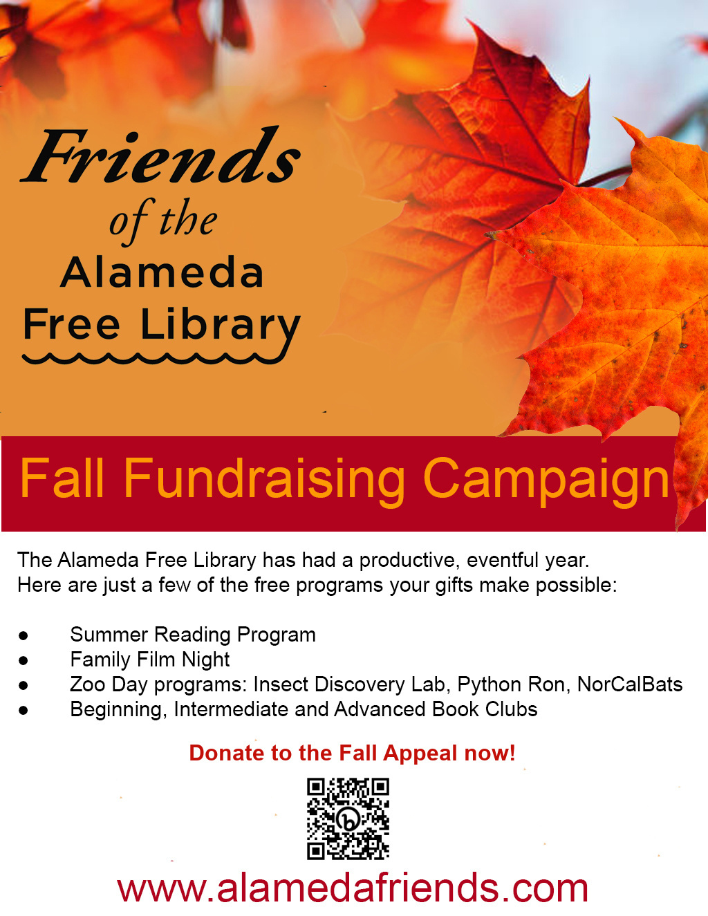  Support Our Local Library in The Alameda Free Library s Fall Fundraising Campaign  promotion flier on Digifli com