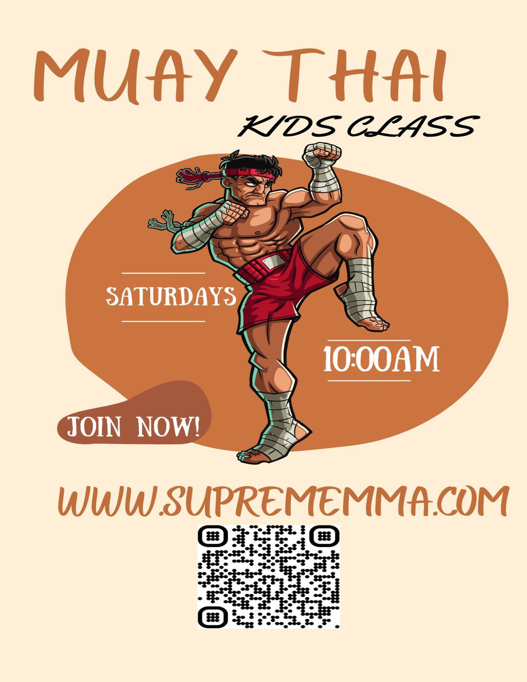 Supreme Mma   Brazilian Jiujitsu Muay Thai Kids Class on Saturdays promotion flier on Digifli com