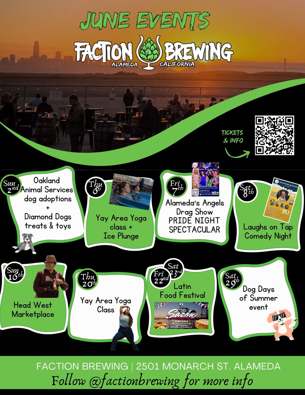 Faction Brewing JUNE EVENTS IN ALAMEDA  CALIFORNIA promotion flier on Digifli com