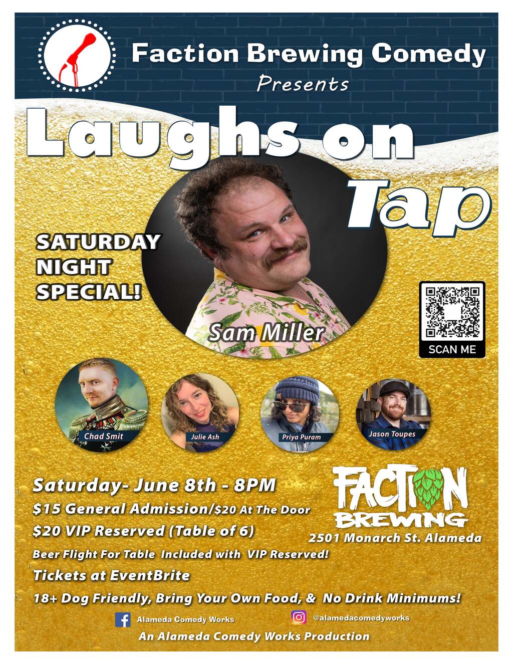 Faction Brewing Faction Brewing Comedy Presents Laughs Tap SATURDAY NIGHT SPECIAL  promotion flier on Digifli com