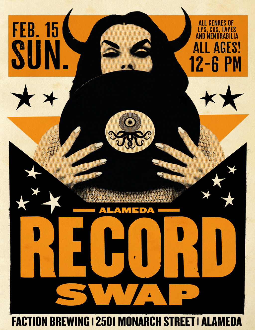 Faction Brewing Faction Brewing Alameda  Record Swap Event promotion flier on Digifli com