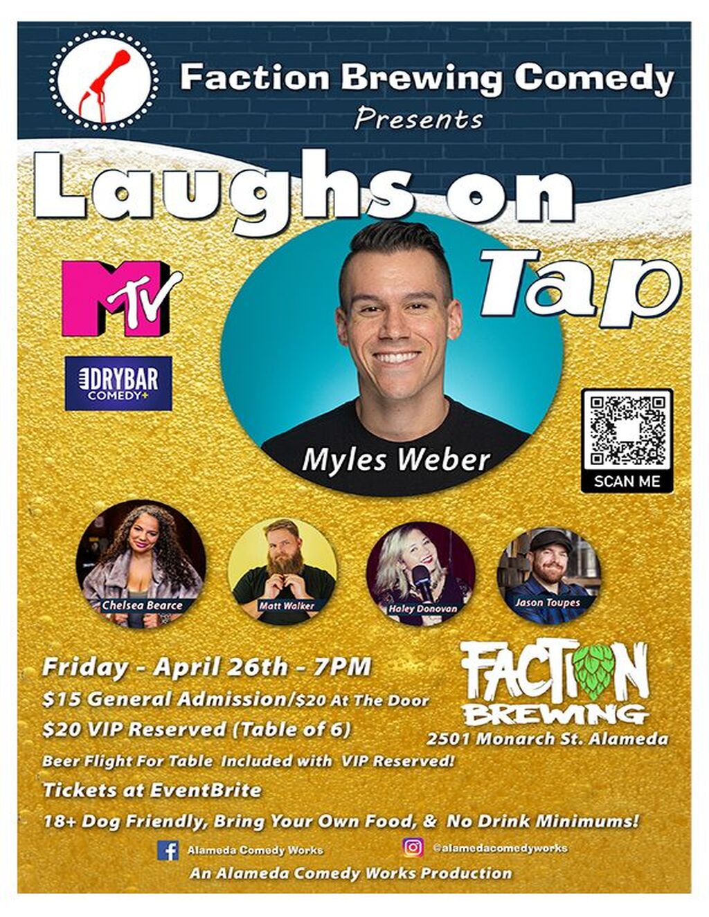 Faction Brewing Faction Brewing Comedy Presents Laughs Tap COMEDY  promotion flier on Digifli com