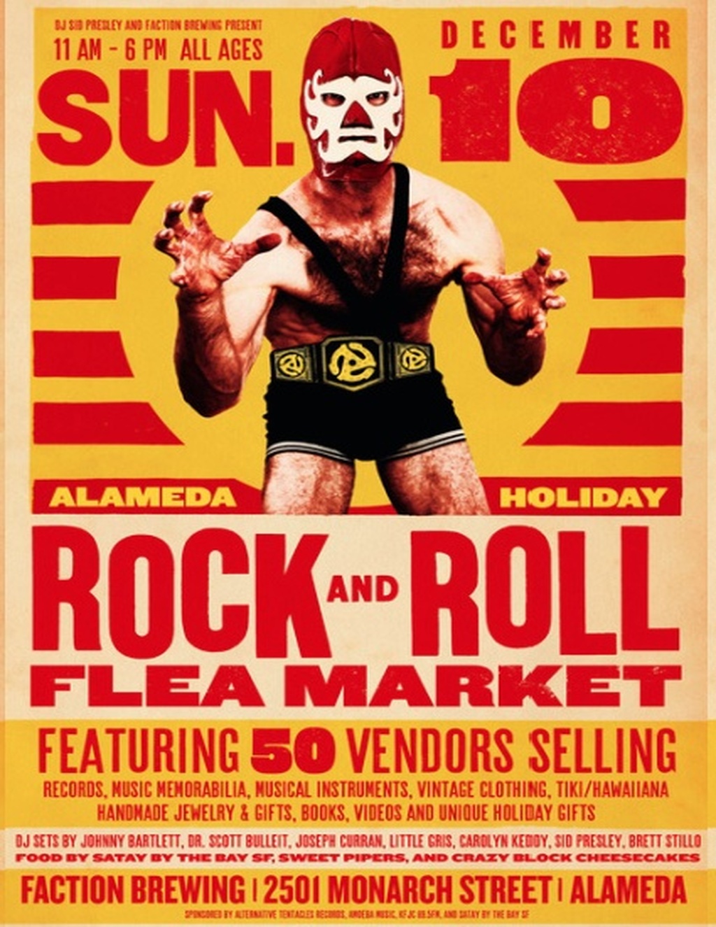 Faction Brewing December 11th Rock and Roll Flea Market at Faction Brewing promotion flier on Digifli com