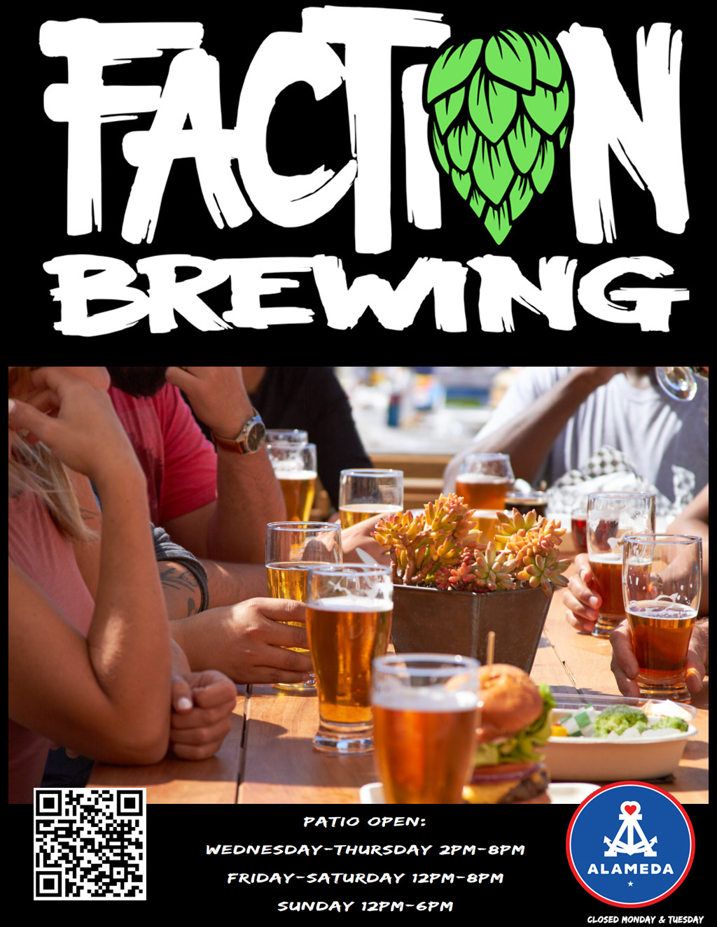 Faction Brewing Faction Brewing s Patio is Now Open promotion flier on Digifli com