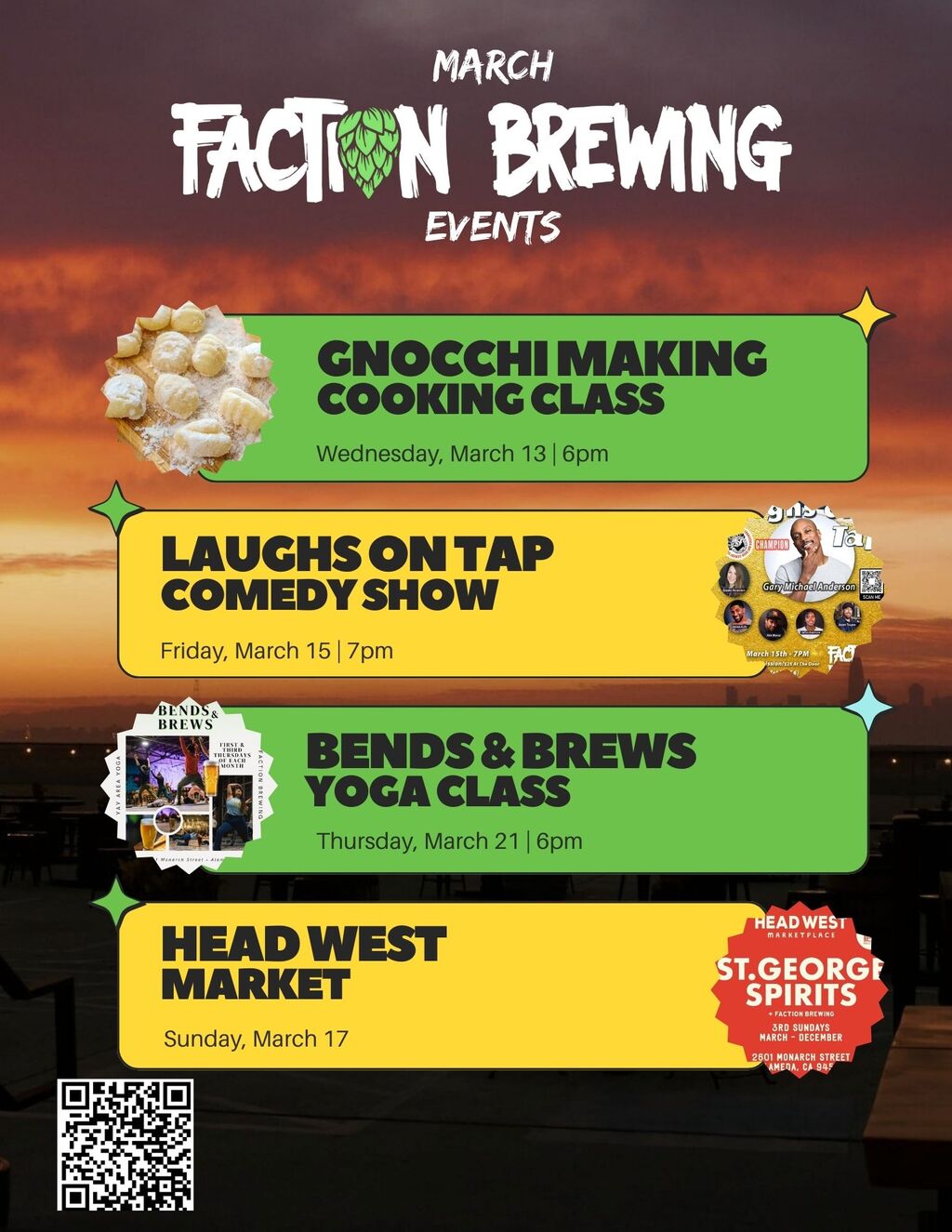 Faction Brewing Upcoming March Events at Faction Brewing promotion flier on Digifli com