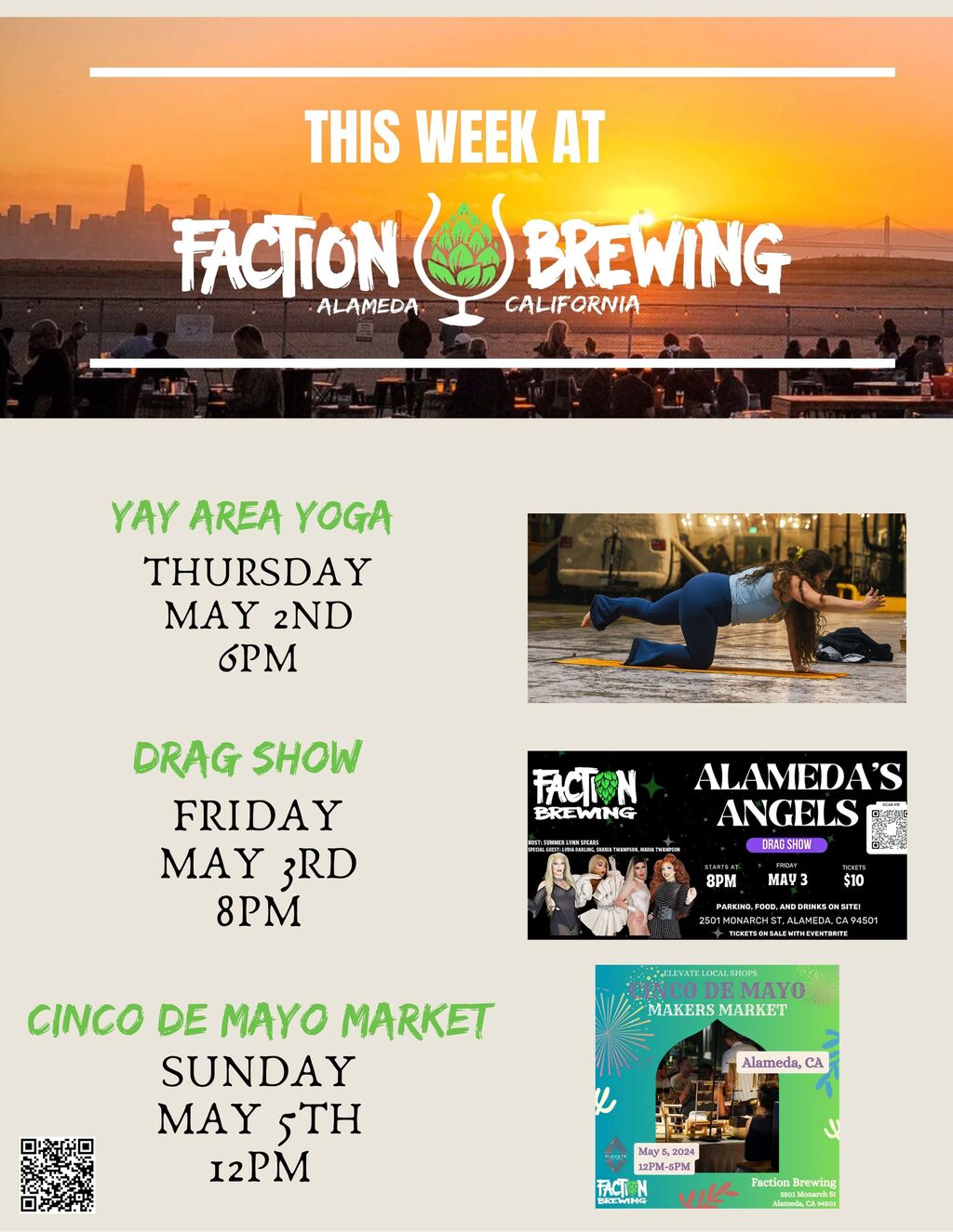 Faction Brewing This Week at Faction Brewing Alameda  California promotion flier on Digifli com