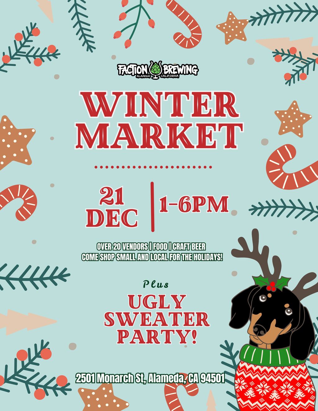 Faction Brewing Get Festive at Faction Brewing s Winter Market in Alameda  promotion flier on Digifli com