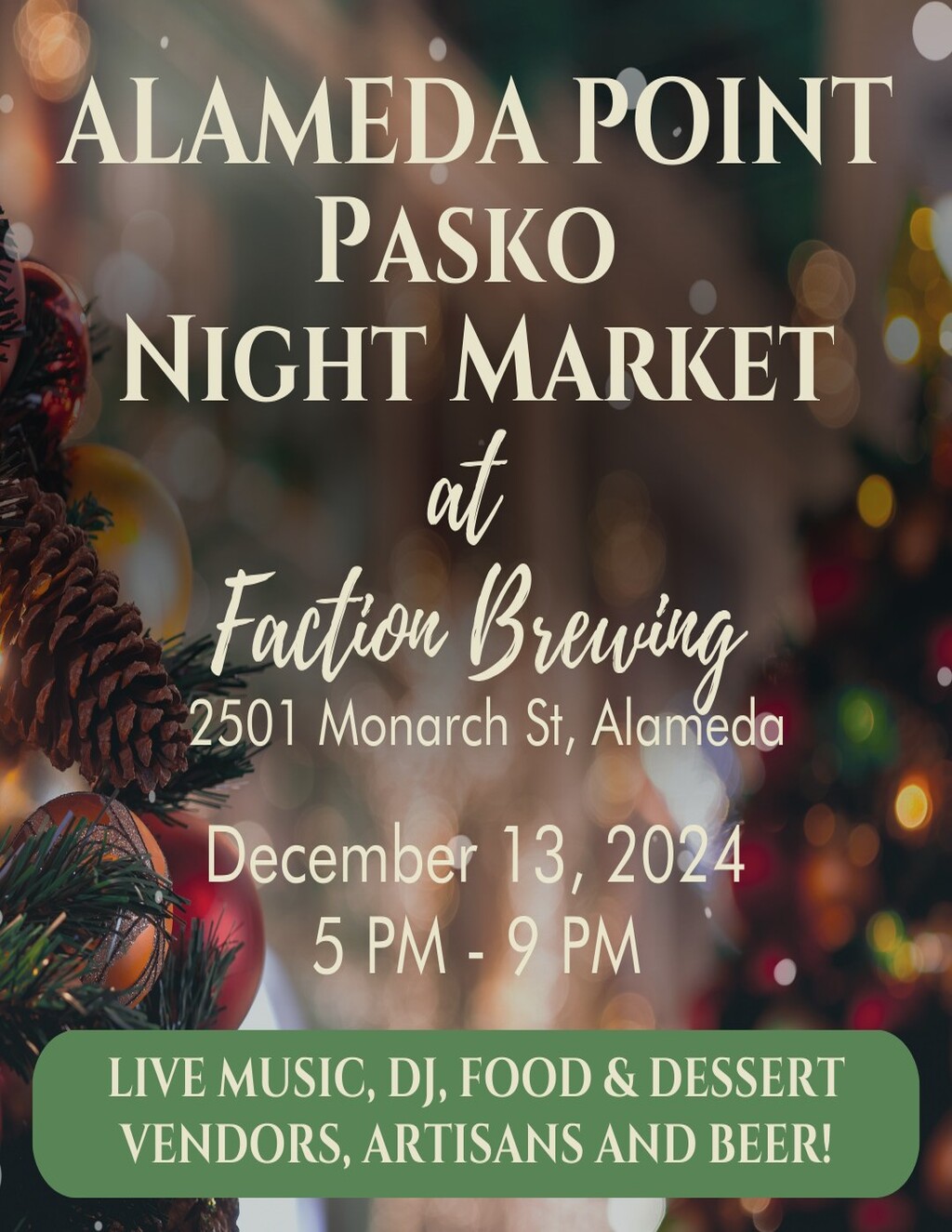 Faction Brewing Pasko Party Under the Stars  Join Us at Faction Brewing in Alameda  promotion flier on Digifli com