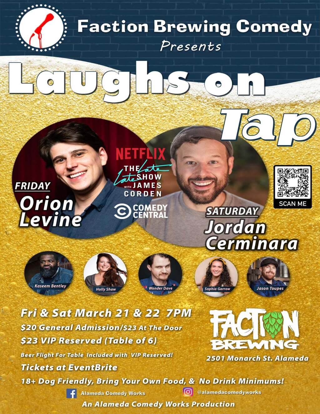 Faction Brewing Get Ready for Giggles at Faction Brewing in Alameda  promotion flier on Digifli com