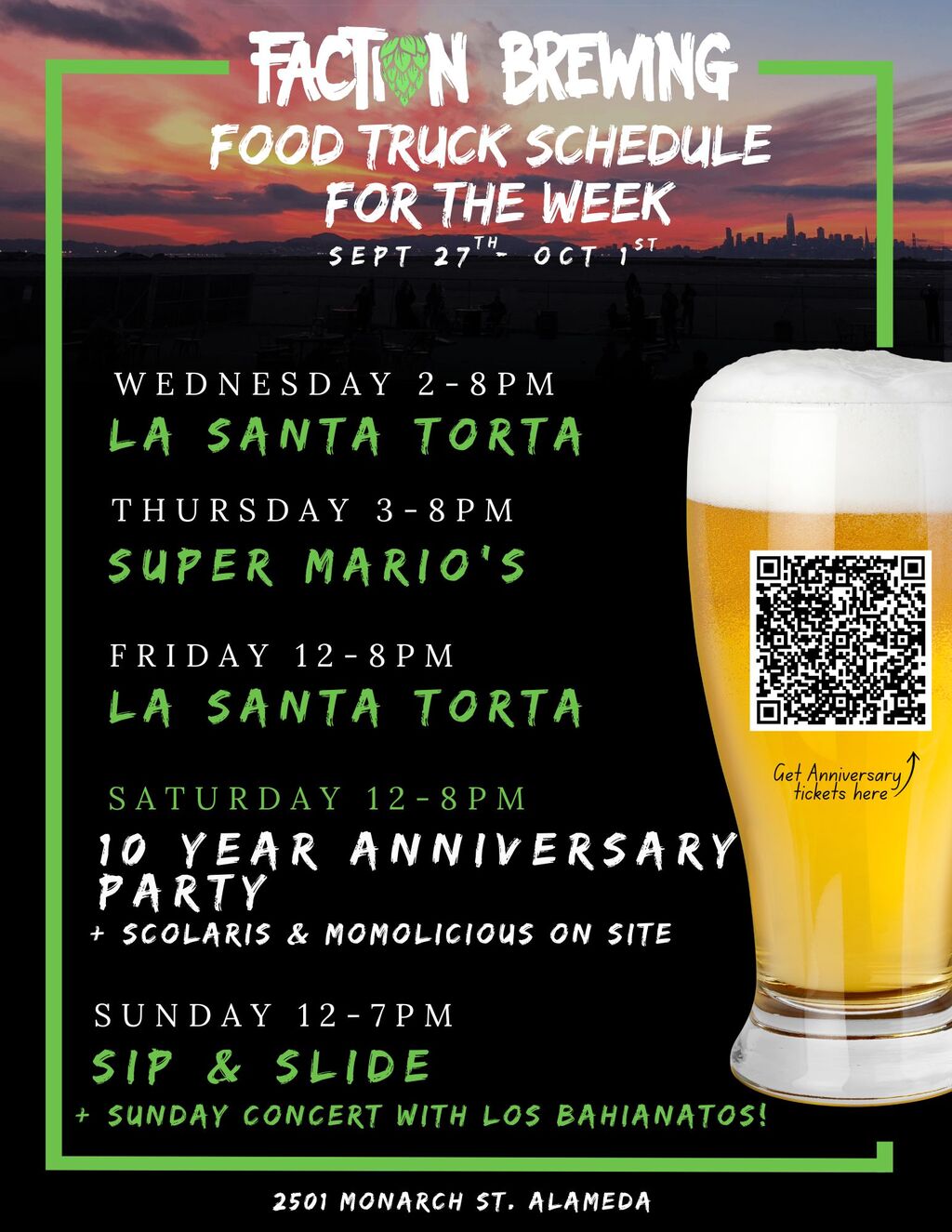 Faction Brewing Faction Brewing Food Truck Schedule promotion flier on Digifli com