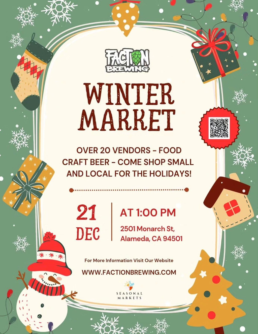 Faction Brewing Unwrap the Magic of the Season at Faction Brewing  Alameda  promotion flier on Digifli com