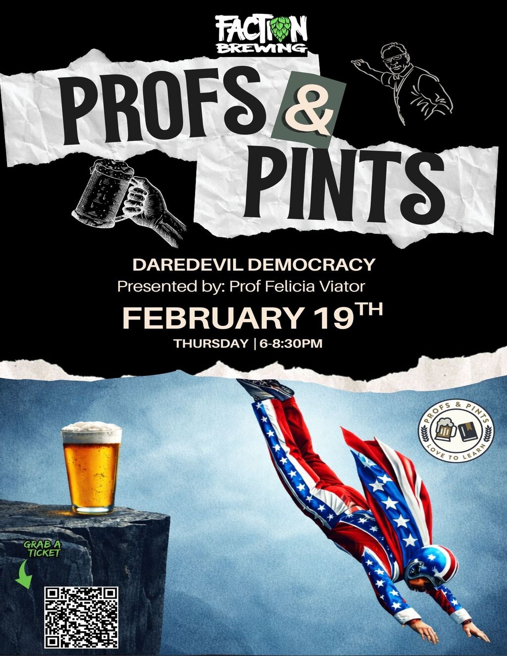 Faction Brewing Faction Brewing  Alameda  Profs   Pints Event promotion flier on Digifli com