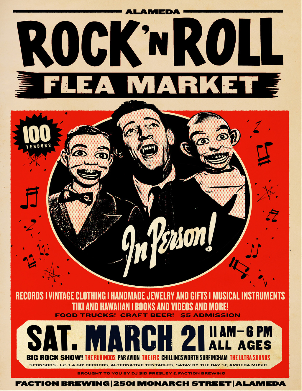 Faction Brewing Faction Brewing  Alameda  Rock  n Roll Flea Market promotion flier on Digifli com