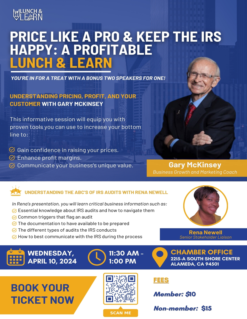 Alameda Chamber Of Commerce LUNCH   LEARN PRICE LIKE A PRO   KEEP THE IRS HAPPY  A PROFITABLE LUNCH   LEARN promotion flier on Digifli com