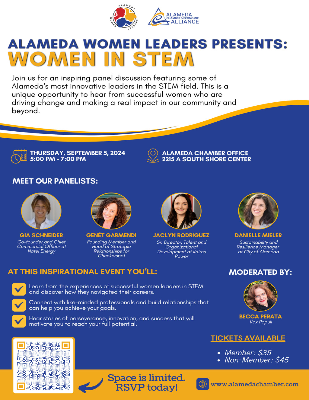 Alameda Chamber Of Commerce Don t Miss Out  Alameda Women Leaders Presents  Women in STEM  promotion flier on Digifli com