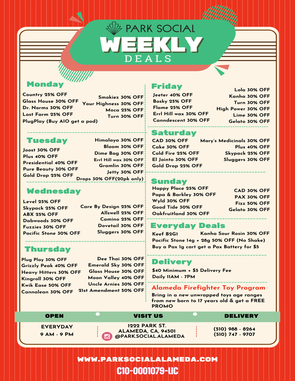 1222 Park St Park Social   Alameda  CA promotion flier on Digifli com