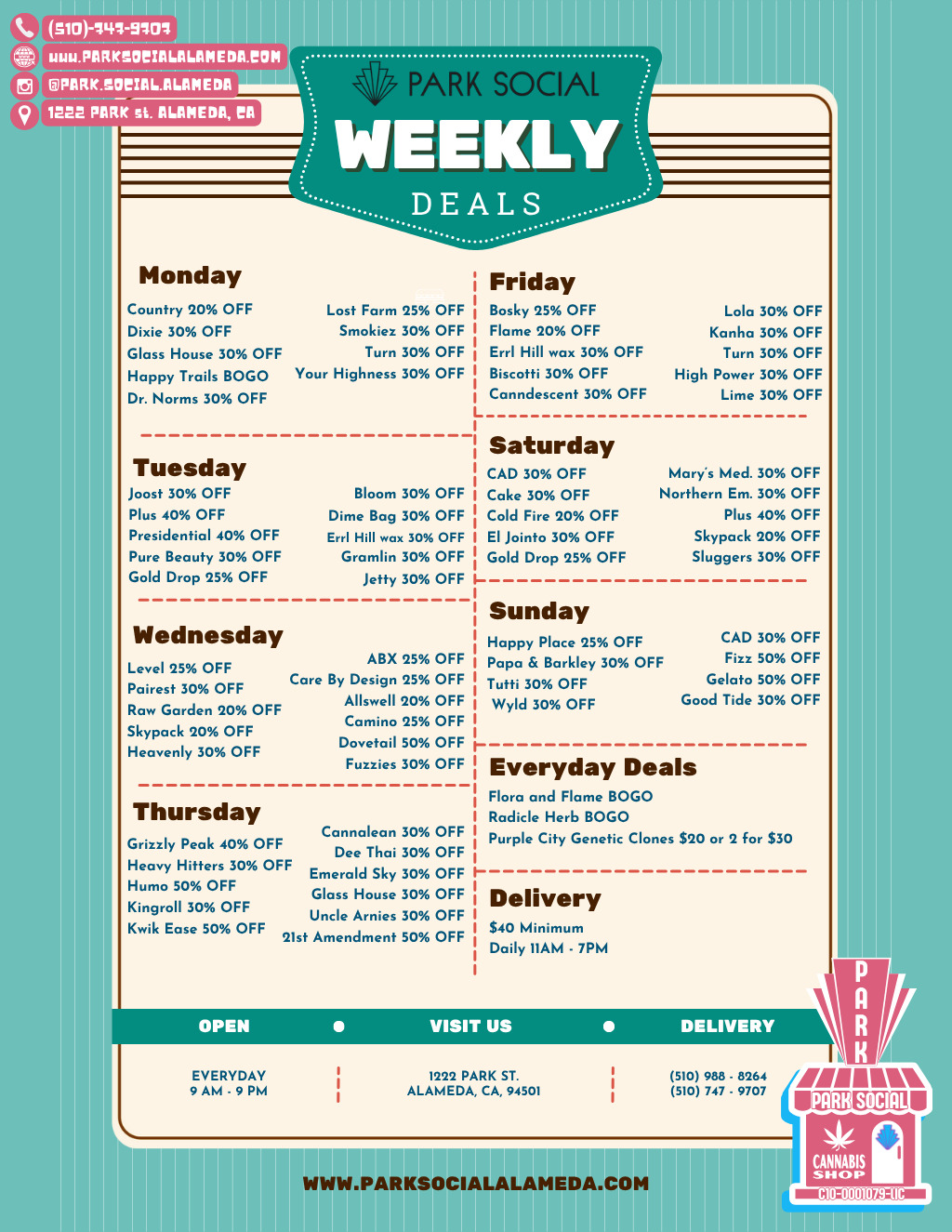 1222 Park St Park Social  Alameda promotion flier on Digifli com