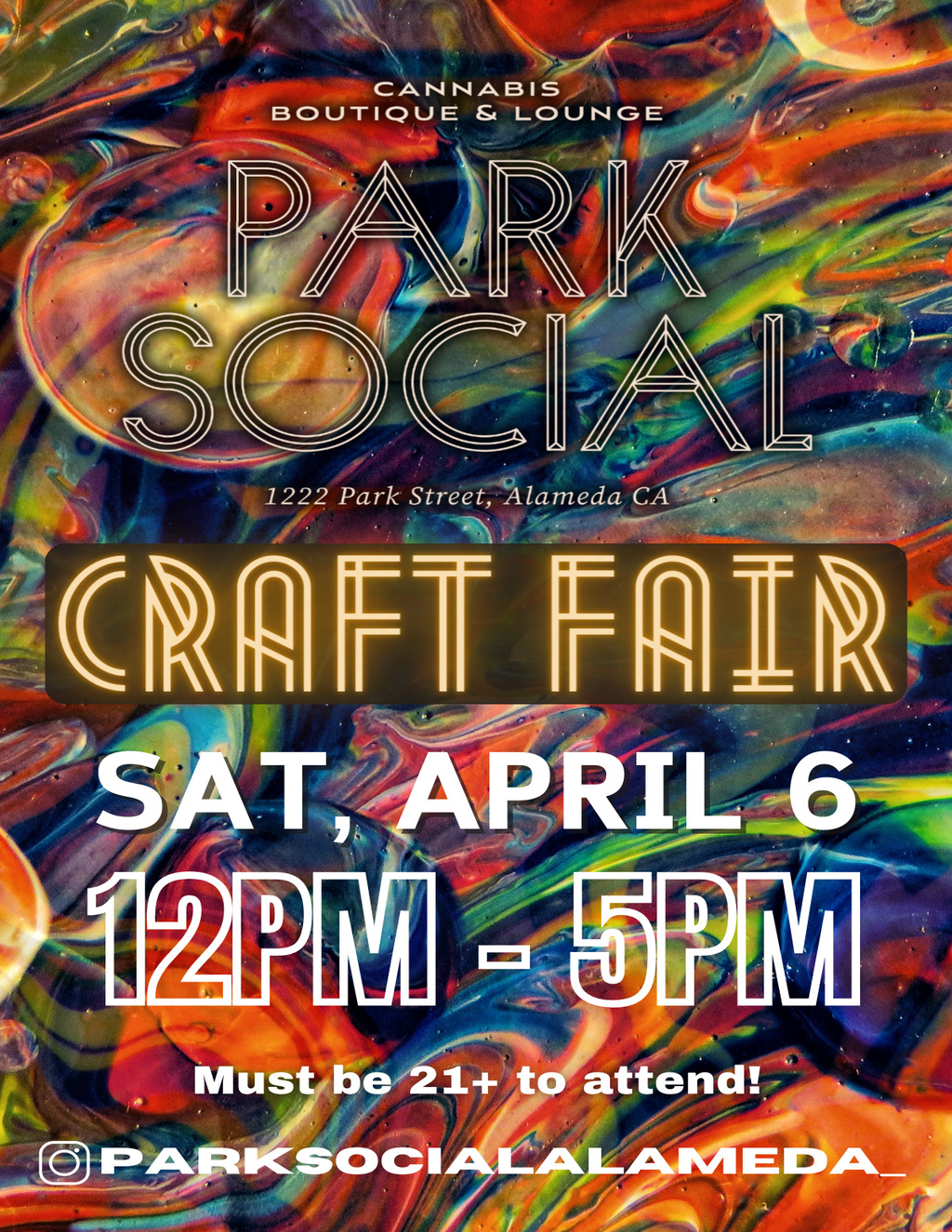 Park Social CANNABIS BOUTIQUE   LOUNGE to host Craft Fair on April 6  promotion flier on Digifli com