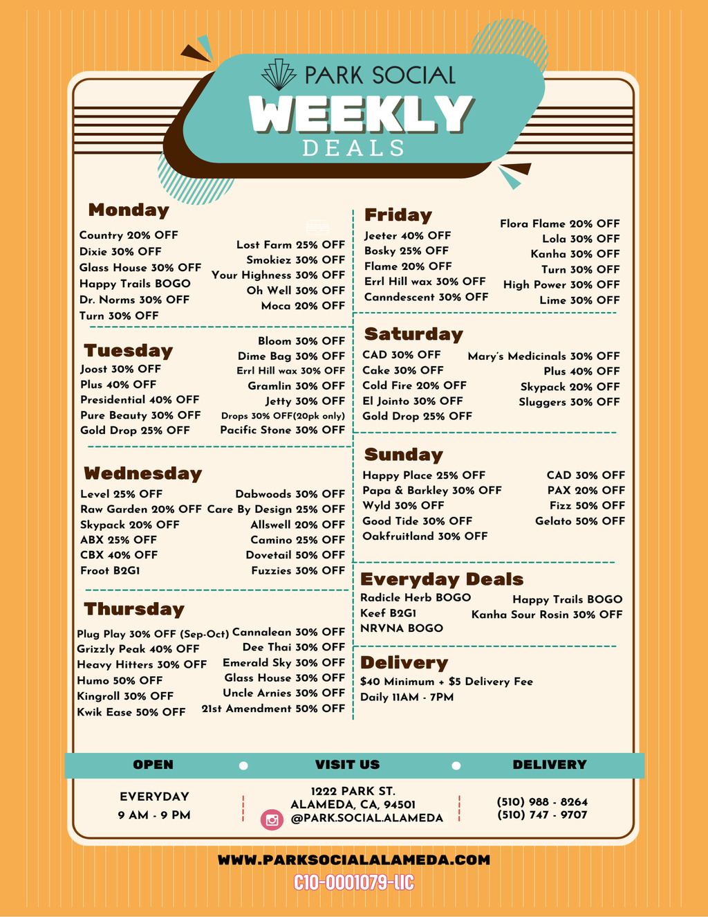 1222 Park St Park Social  Alameda promotion flier on Digifli com