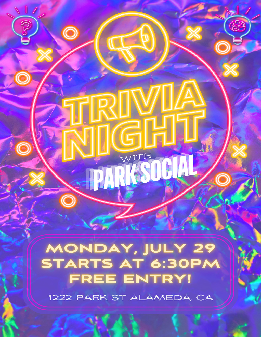 1222 Park St Get Ready for Trivia Night at Park Social  promotion flier on Digifli com